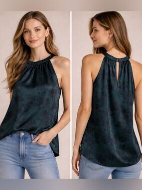 Dark Green Sleeveless Blouse
